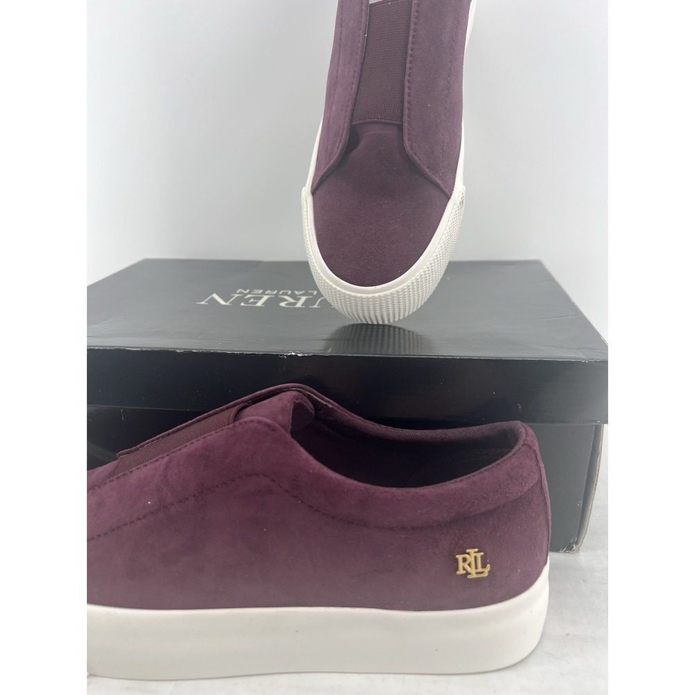 NWB Ralph Lauren Women's Shoes 6.5 ISLA-SK-ATH Bordeaux Kidsuede Purple - Picture 3 of 8